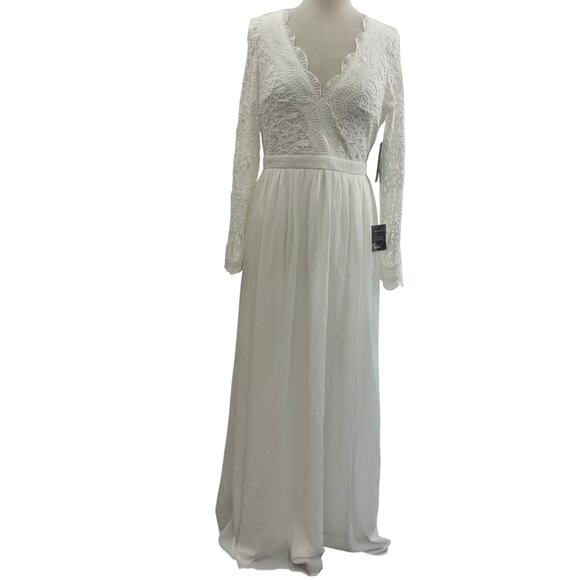 Lulu's Dresses & Skirts - New Lulu's White Long Lace Wrap Bodice Women's A-Line Ball Gown Size L - NWT